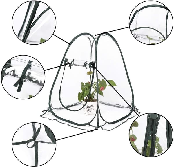 Mini Pop Up Drivhus - Lille Vintertelt til Planter - Blomsterpotte - Mini Drivhus - Vinterbeskyttelse til Planter (70 x 70 x 80 cm)