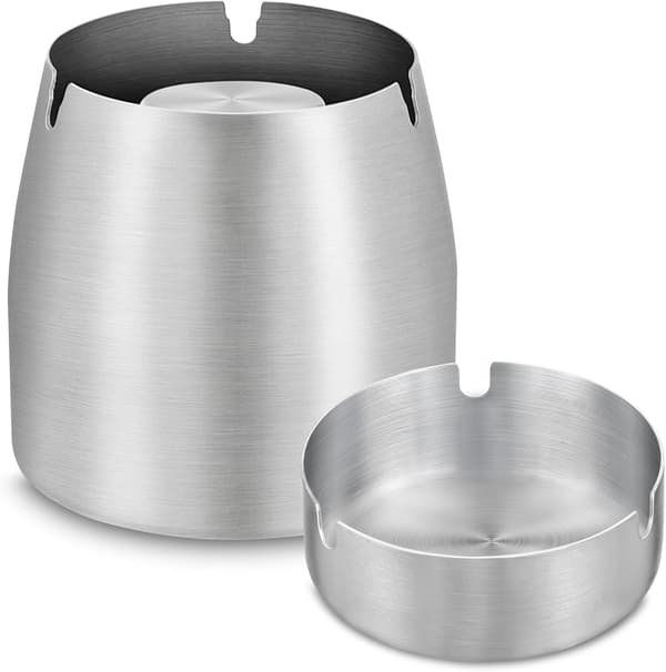 Utomhus askkopp, 2 i 1 original askkopp med lock, bärbar rostfritt stål