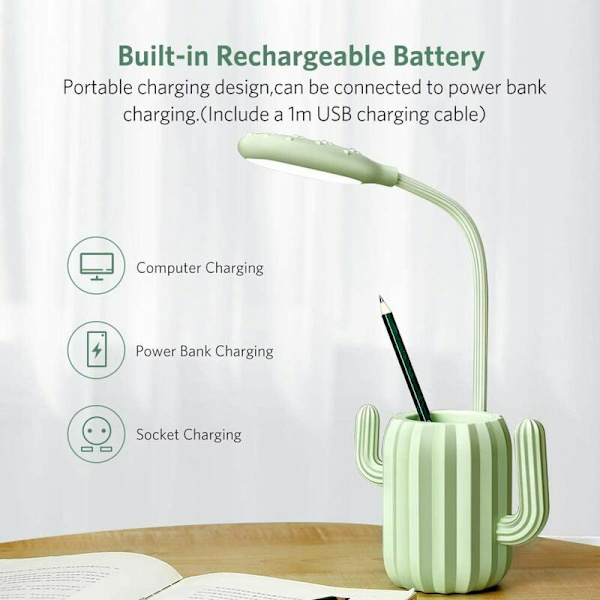 Student Eye Protection Cactus Desk Lamp Rechargeable LED Desk Lam