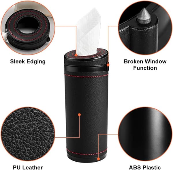 Bilvæv Rør, Cylinder Tissue Box Diameter 2.75'' PU Læder Rund Servietter Beholder