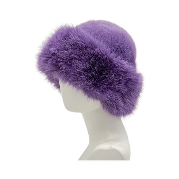 Unisex Vinterstickad Beaniehatt för Kvinnor, Tjock Konstpälshatt - Lila