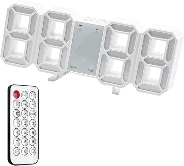 3D Digital Väggklocka LED Upplyst Väggklocka Tyst Snooze-funktion A
