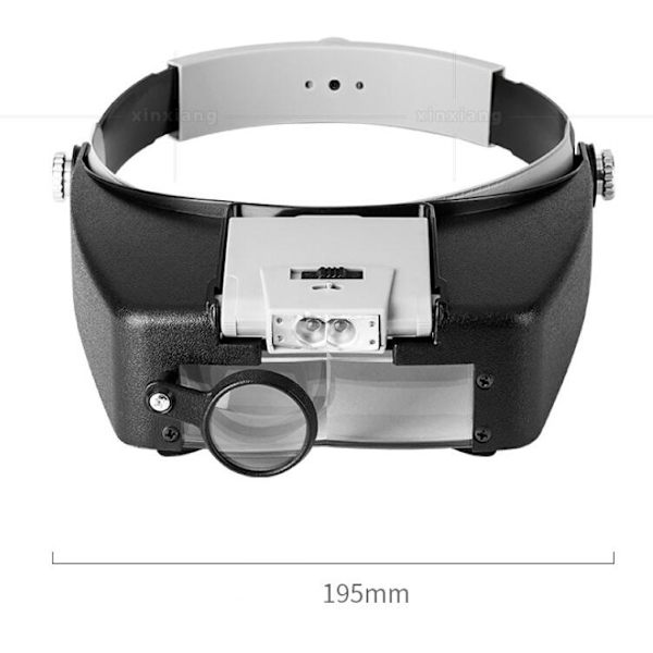 Huvudband Lupp Urmakare Handsfree Förstoringsglas med Li