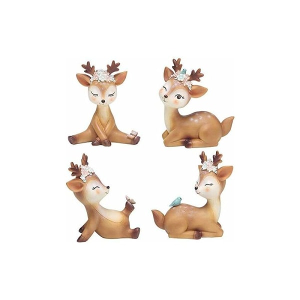 Fawn Figurine, Deer Ornaments Resin Animal Miniature Deer Figurin