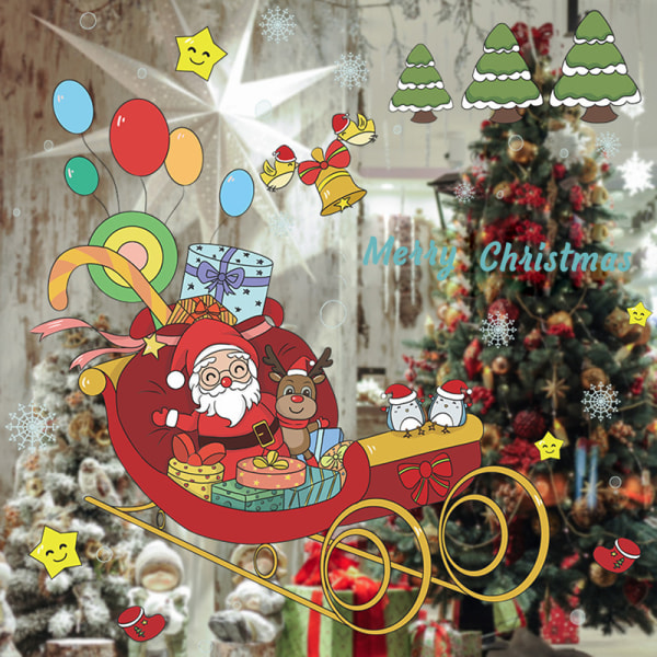 1 set julväggdekal, jultomteväggklistermärke avtagbar, Xmas DIY-vägg dec