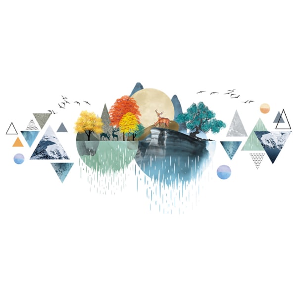 Geometrinen joki ja vuoret seinätarra-setti