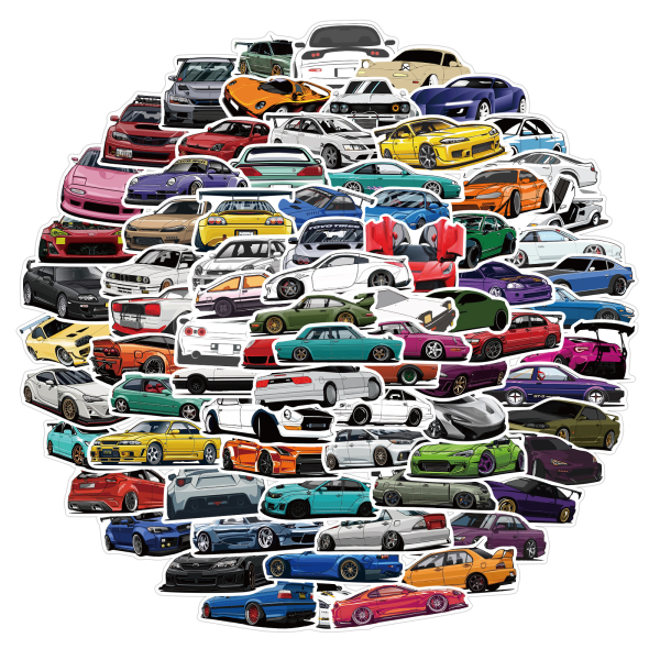 100 PCS JDM Sport Car Racing Stickers Water Bottles Laptop Phone Motorcycle Computer Guitar Skateboard Hydroflasks Vinyl Sticker Waterproof Aesthetic