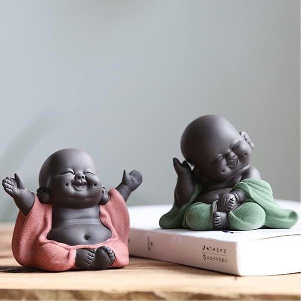 Leende Maitreya Buddha, Keramisk Buddha-statue, Dekorativ Te S