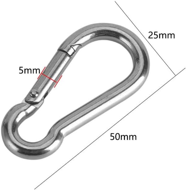 20 stycken 304 rostfria karbinhakar, M5 rostfria karbinhake, 50