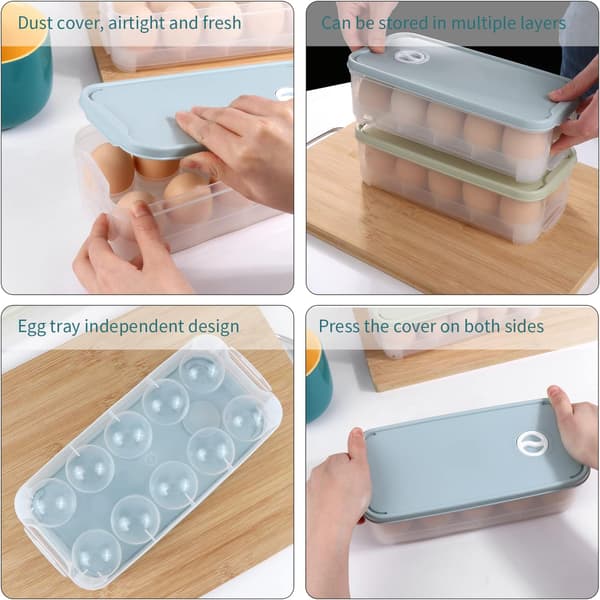2 stk. plast eggboks, egg oppbevaringsboks, eggbrett for kjøkken R