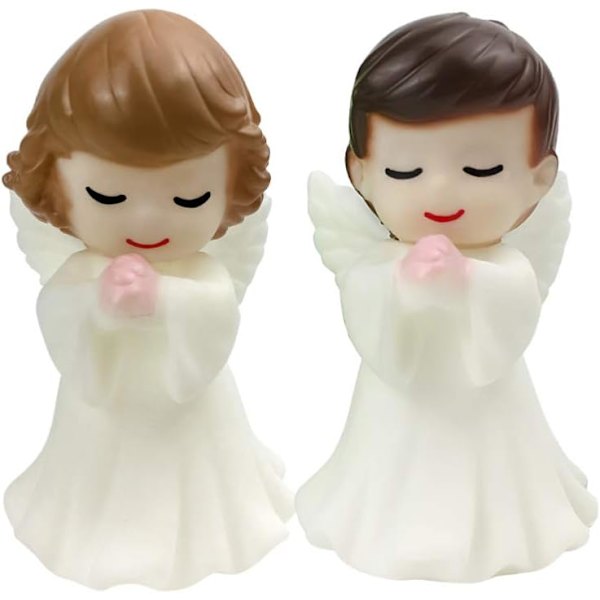 Englefigurer Miniature Ornament Håndlavet Skulptur Dekoration til Bil Skrivebord Bryllupskage Topper Jul Bryllupsgave 2stk(Dreng og Pige)