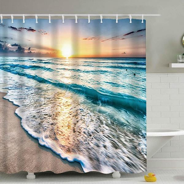 Hjemme bruseforhæng, Ocean bruseforhæng, (180 x 180 cm, Sunrise)