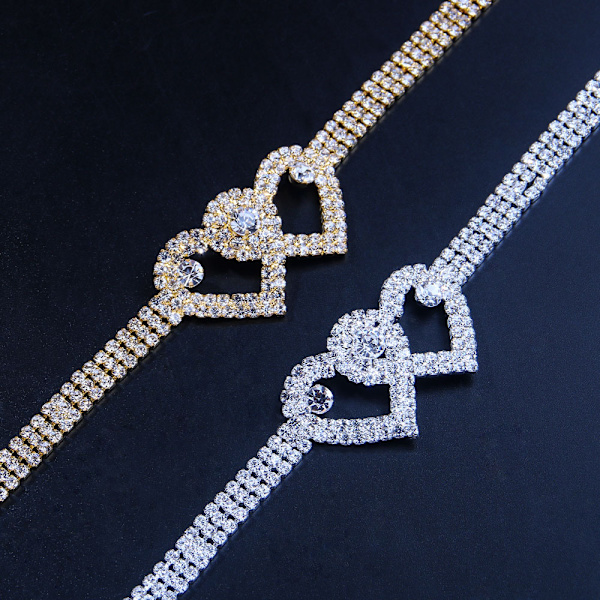 Rhinestone Hjerte Ankelkæder til Kvinder, Kærlighed Ankelkæde Jubilæumssmykker til Kone, Fødselsdagsgaver til Hendes