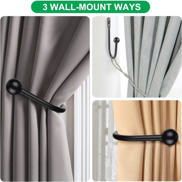 Gardinstenger, 4 stk. Gardinstenger Veggmontert Draperistenger Retro Vind