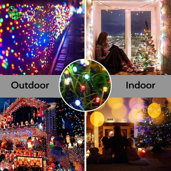 Jouluvalot ulkokäyttöön, värikkäät, 30 m, 300 LED-valoa, 8 tilaa, vedenpitävät