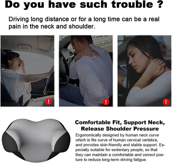 Bilbältes nackstöd kudde, minnesskum nackstöd kudde ergonomisk design