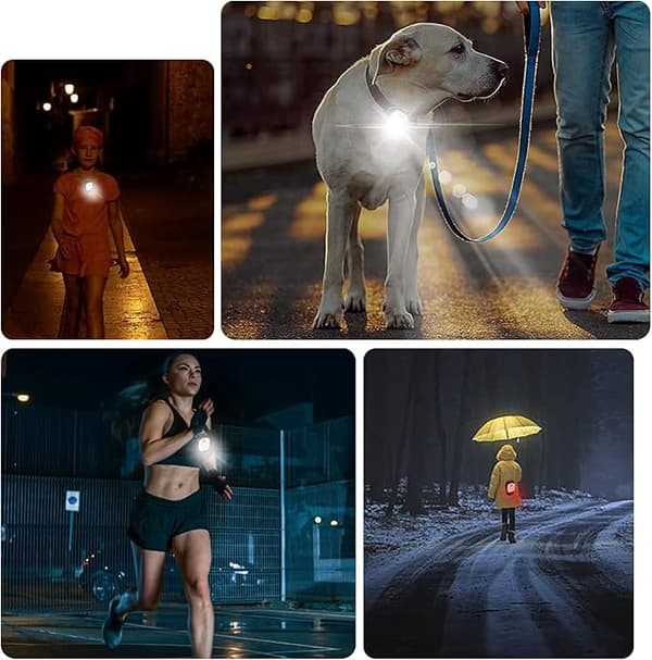 2 stk. LED-klips-på-jogginglys, reflekterende, USB-genopladelige, med klip