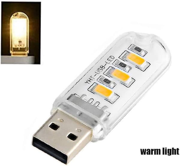 5 st Mini Bärbar USB Nattlampa DC 5v 3leds (Varm, 3leds) [energiklass A+]