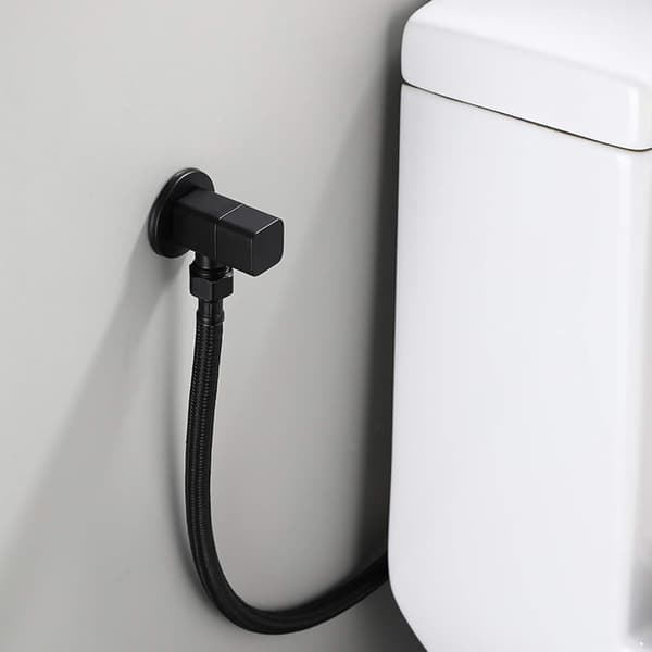 G1/2 Vinkelventil Blander Vandstopventil Udløb Vinkel Badeværelse Toilet Vask Tilbehør Sort