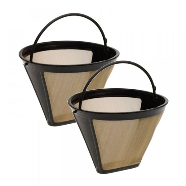 2 st 304 Guld Stål Kaffe Filter 10cm 100 Mesh Permanent Kaffe Filter Rostfritt Återanvändbart Kaffe Droppfilter Korrosionsskydd för Kaffemaskin Kök O