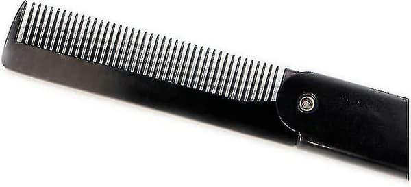 Foldbar skæg- og hårkam, foldbar kam, hårbørste, sort, bærbar