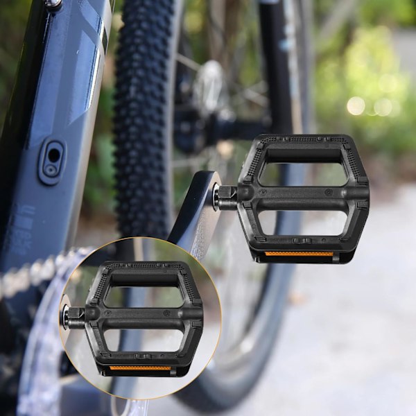 Par Svart Cykelpedaler, Vattentäta MTB-Pedaler, Halksäkra Cykelpedaler, Pedaler med Reflekterande Remsor, Cykelpedaler för MTB, Landsvägscyklar, 13*10.5cm