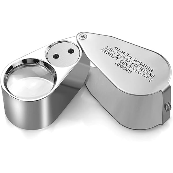 40X Juvelerare Lupp Förstoringsglas, LED/UV-belysning