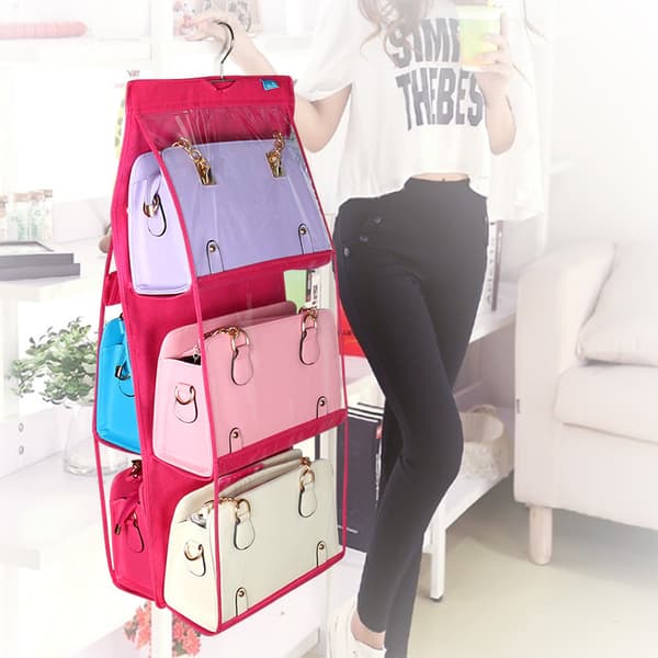 1 stk. Håndtasker Organizer Punge Organizer Rack Skab Display 6-Lommer