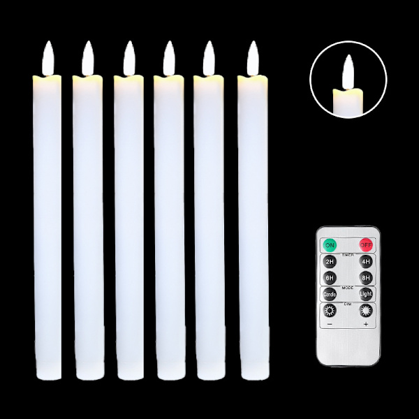 LED-flamlösa ljus med fjärrkontrolltimer, batteridrivna flimrande silve