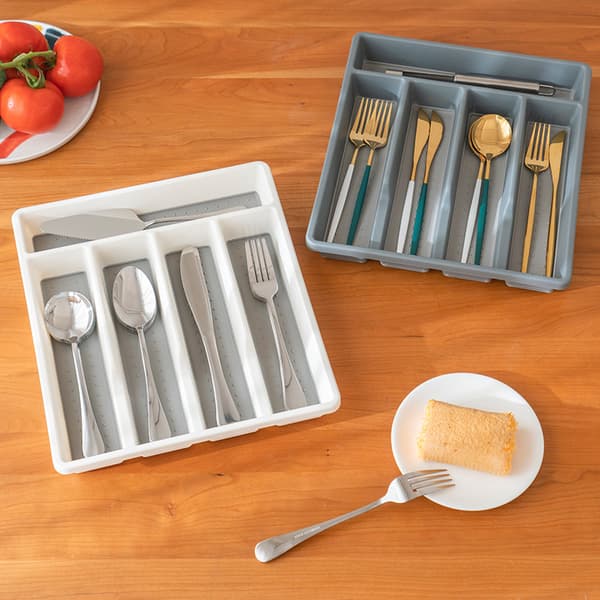 Bestikkskuff for skuff / 5 rom - Plast - Hvit - 31 x 29x 4,5 cm - SPACE SYSTEM I