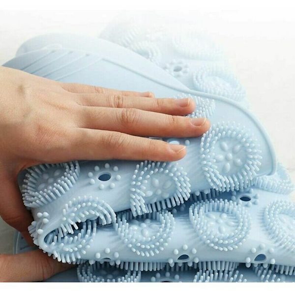 PVC Rund Massasje Bad Matte Anti-Flip -Dddly Matte Vaskemaskin Badekar Badekar Dal med hull og tomme supils, 55x55 cm, grå