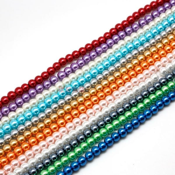 10mm Perleperler 80 stk Håndverkspærler Satin Glans Kunstige Perleperler Blandede Runde Glassperler Fargede Løse Avstandsperler Perlemorsperler for Smykker