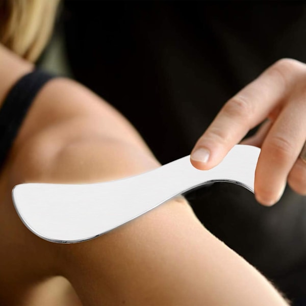 Rustfrit Stål Gua Sha Massageværktøj - Ansigtskraber - Skønhedsværktøj til Ben, Ryg, Ansigt, Hals, Muskelafspænding og Smertelindring