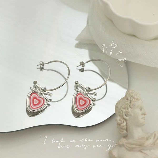 Hjerte Dangle Drop Stud Øreringe Hjerte Smykker Gaver til Kvinder Bir