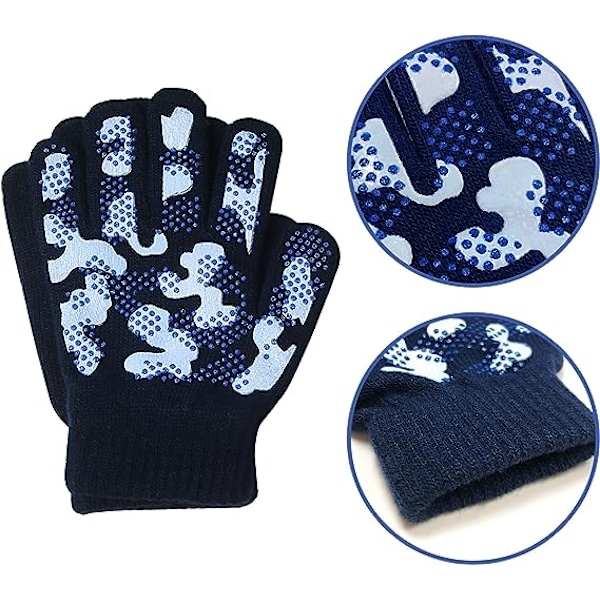 Pojkar Magic Stretch Gripper Handskar 3-pack Assortment, Barn En Storlek Vinter Varma Handskar Barn