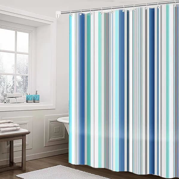 Retro Art Stripe Duschdraperi med krokar, Badrumsdekor 180cmx