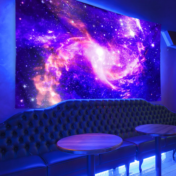 Tapestry UV-reaktiv galax rymd väggbonad svart ljus affisch