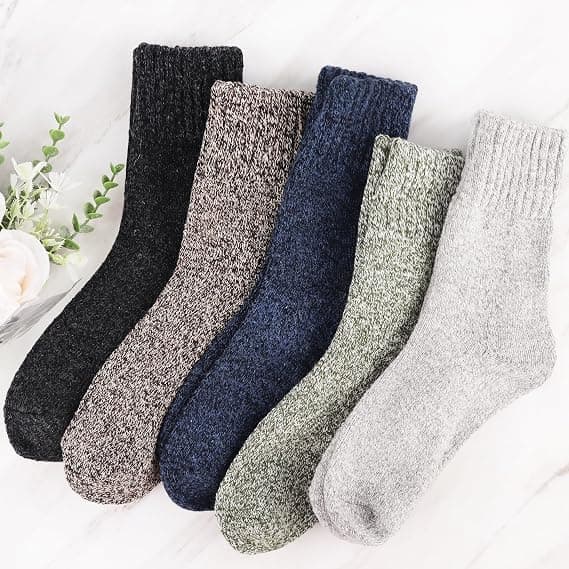 5-pack Varmfodrade Vinterstrumpor för Män - Tjocka, Varma, Termiska Stövlar - Perfekt Present till Pappa