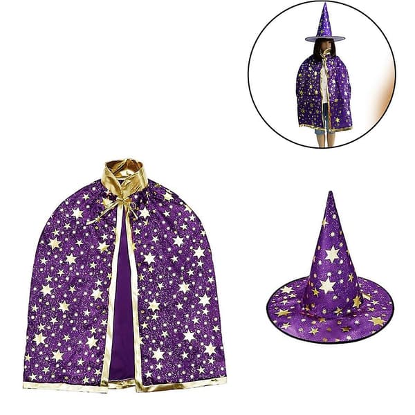 Halloween Kostume Troldmand Kappe Heks Kappe Med Hat, 90cm