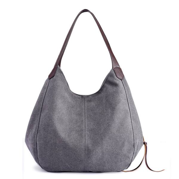 Fashion Dam Multi-pocket Bomull Canvas Handväskor Axelväskor Tote Väskor