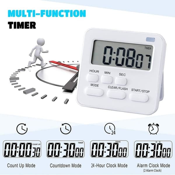 Timer, Kjøkken Timer Digital Timer med Stoppeklokke og Nedtellingsfunksjon