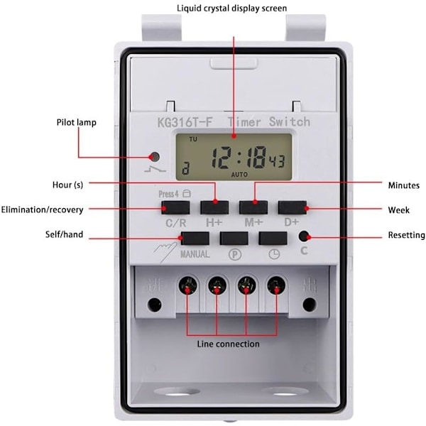 220V Programmerbart Relä Intelligent Digital LCD Väggtimer med Vattentätt Transparent Skydd