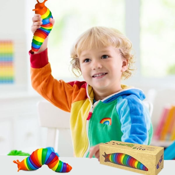 Sensoriske Fidget Slug-leker - Sensoriske leker, fleksibelt skrivebordsdyr som artikulerer 3D-leker