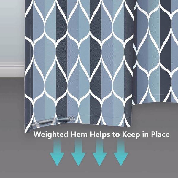 Ægæisk Blå Stof Badeforhæng 120 x 180CM, Vandtæt Design og Polyester, Hurtigtørrende, Tung Vægt, Bruseforhængssæt til Badeværelse, Holdbart og Vaskbart med 12 Kroge