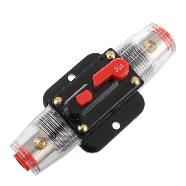 30A Strømafbryderkontakt 30 AMP Sikring Inline Holder 12V-50V DC Manuel Reset Knap til Bil Audio Lydforstærker System RV Hjem Marine Båd Lastbil