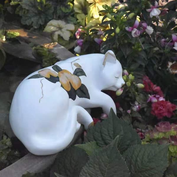 Sovende kat statue til boligindretning Meget sød 14*10*31CM