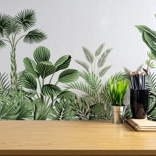 Grønne Planter Veggklistremerker Tropiske Blader Naturlige Planter Veggdekor Veggkunst Soverom Stue Kontor TV Bakgrunnsdekorasjon