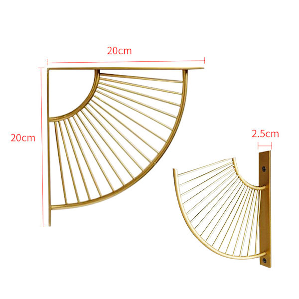 Pack Triangle Hylla Konsoler Guld Fläktform Metall Flytande Hylla Konsoler Väggmonterad Hylla Konsol Heavy Duty Hörnfäste för Hemmakontor Restaura
