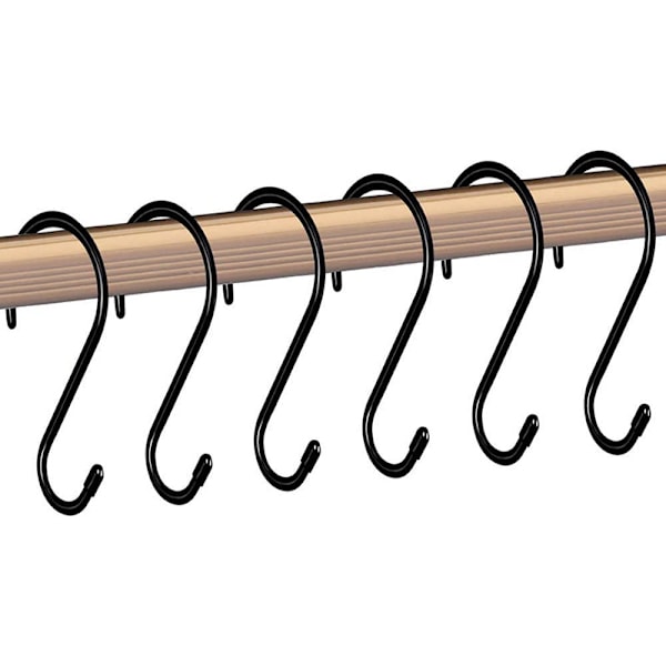 12-pak 15 cm S-kroge, skabskroge, hængekroge, bøjler (12 stk., store, sorte)