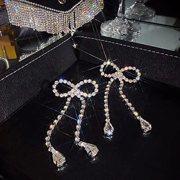 Vedhæng Øreringe Sølv Dangle Øreringe Kvinders Rhinestone Øreringe Letvægts